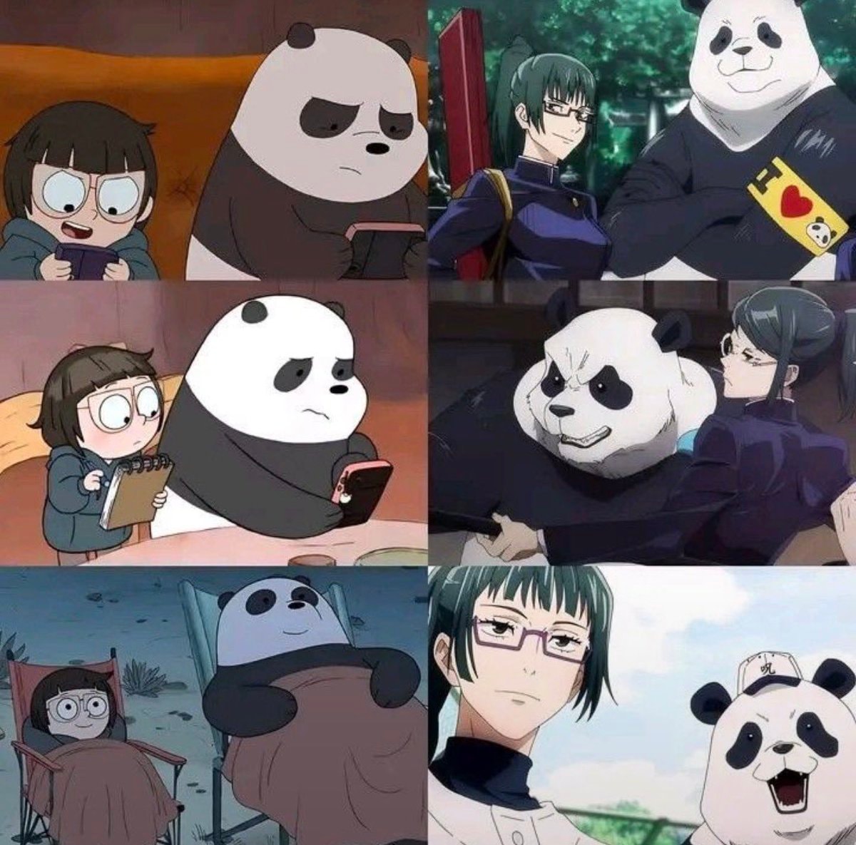 We Bare Bears Jujutsu Kaisen glow up meme