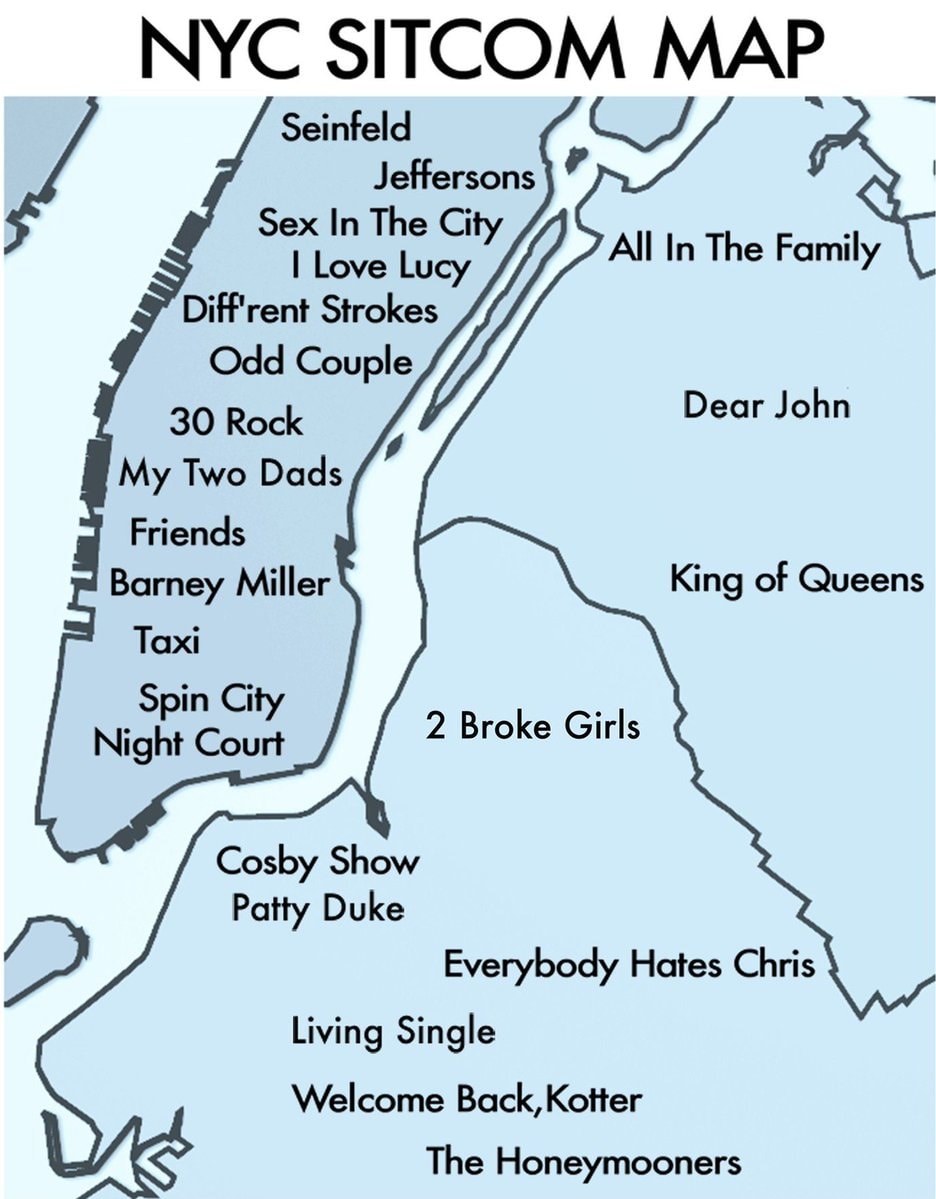 Iconic NYC sitcoms map