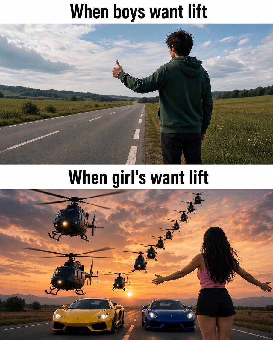 Boys vs girls getting a ride meme