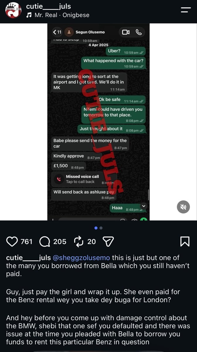 Sheggz and Bella chat about car money (photo 1 of 2)