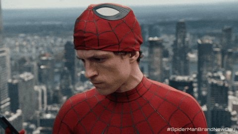Spider-Man looking down at phone GIF Spider-Man looking down at phone GIF