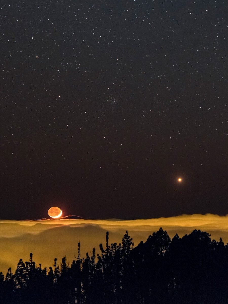 Moon Venus M35 cluster La Palma Moon Venus M35 cluster La Palma