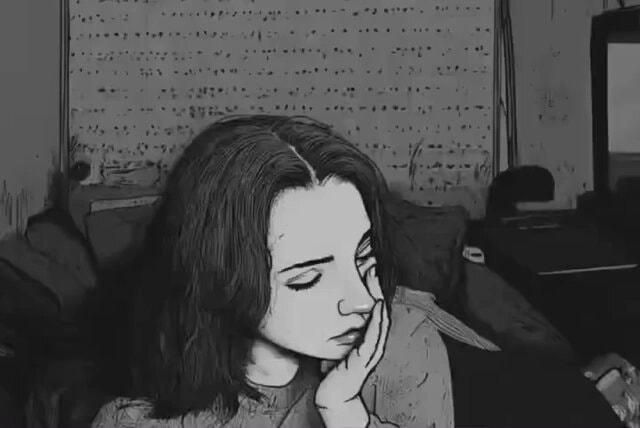 Vintage sketch thoughtful woman