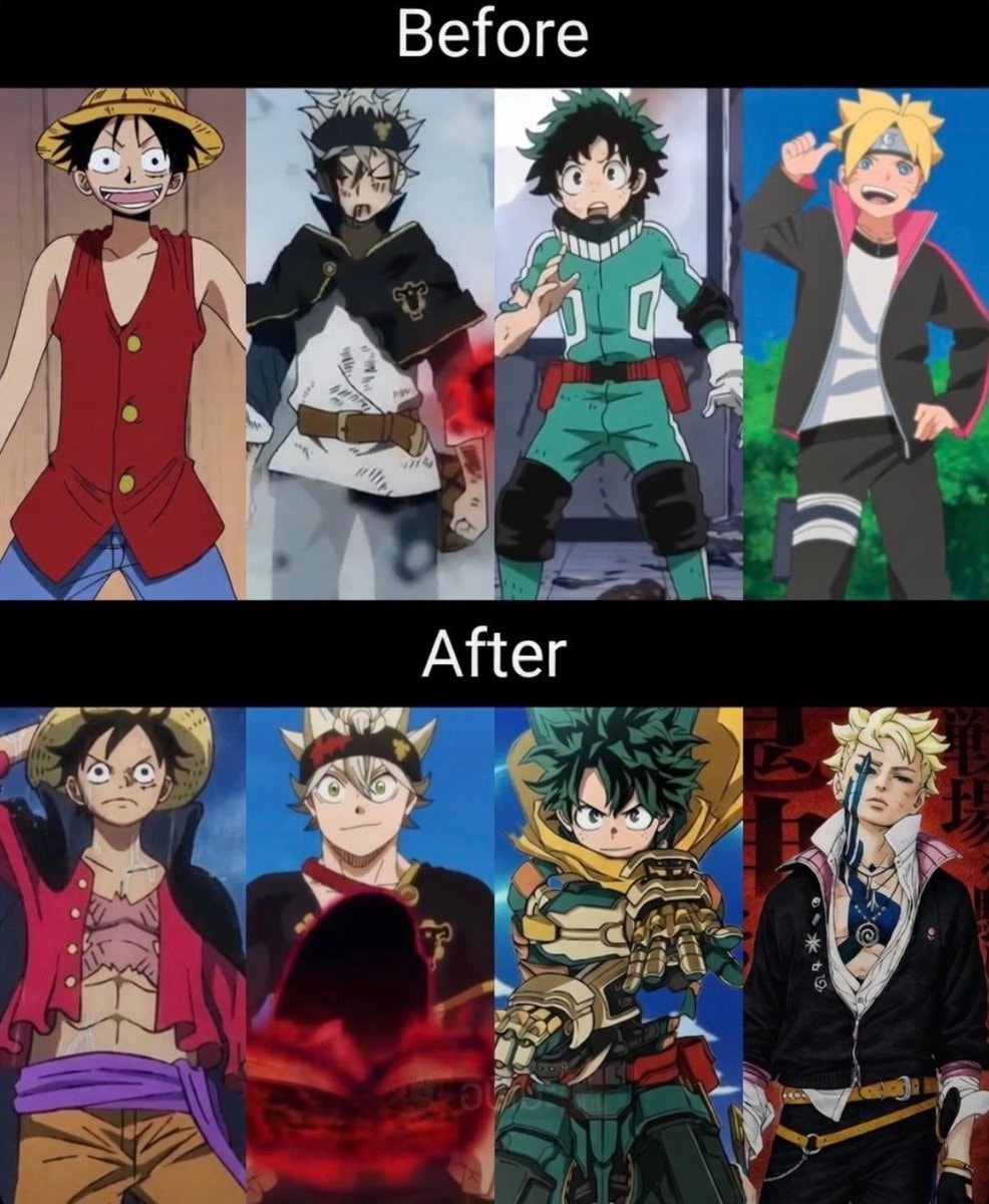 Before and After character designs Before and After character designs