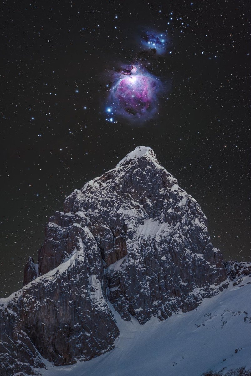 Great Orion Nebula above Swiss Alps