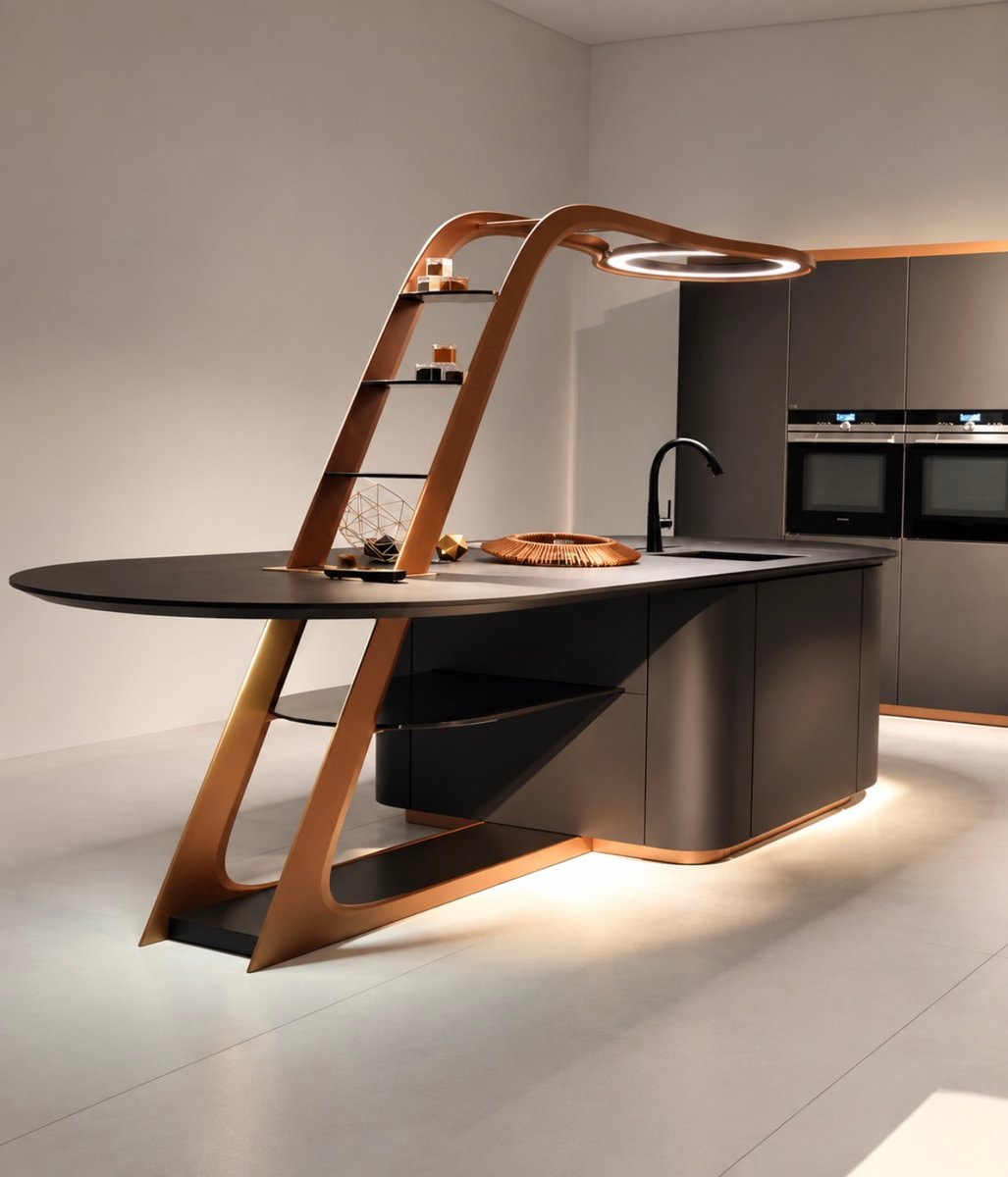 bronze and black kitchen concept