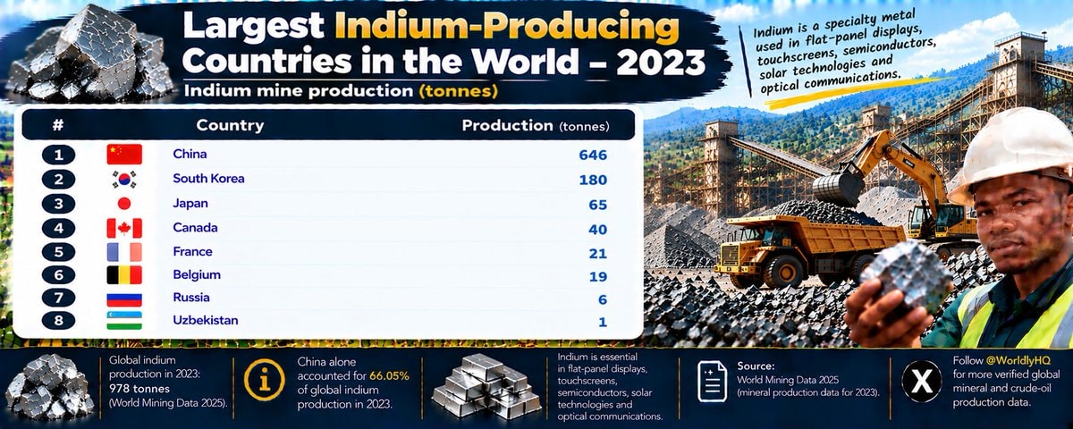 Indium production by country 2023