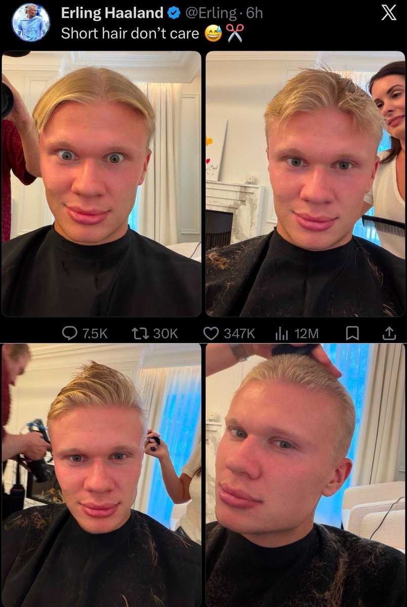 Erling Haaland short hair update