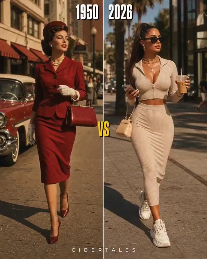 1950 vs 2026 fashion comparison
