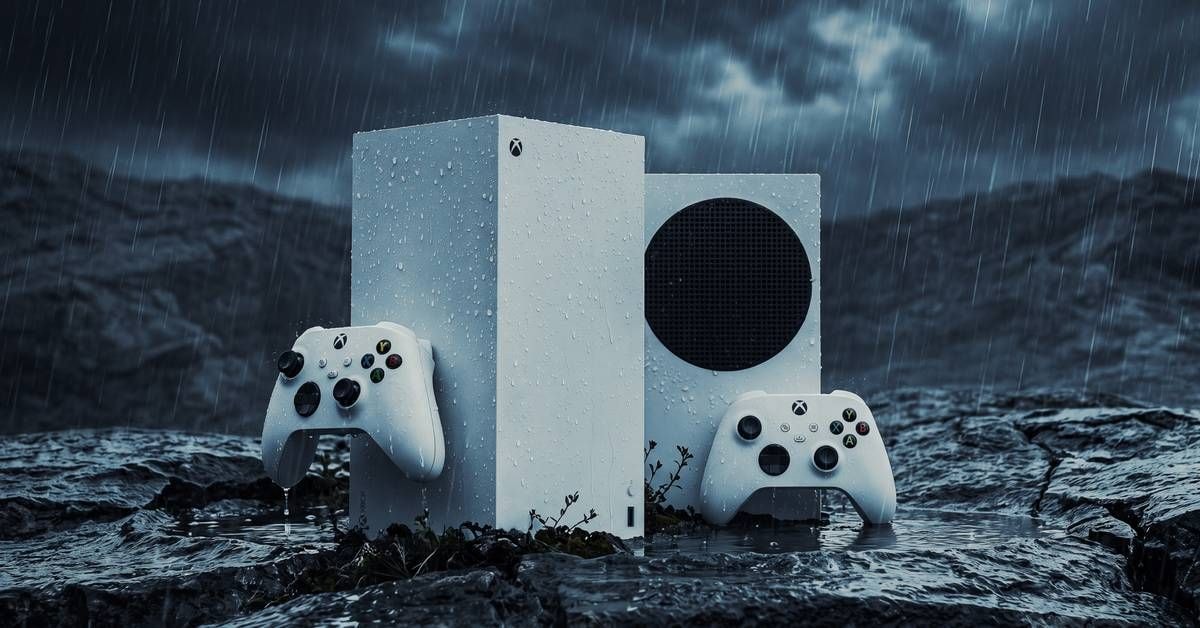 Xbox Series S and controllers in rain