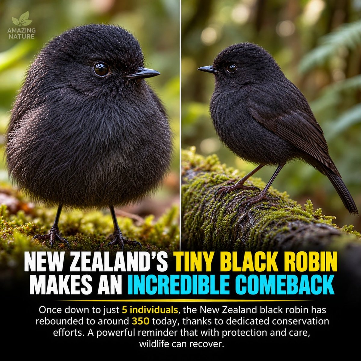 New Zealand black robin comeback
