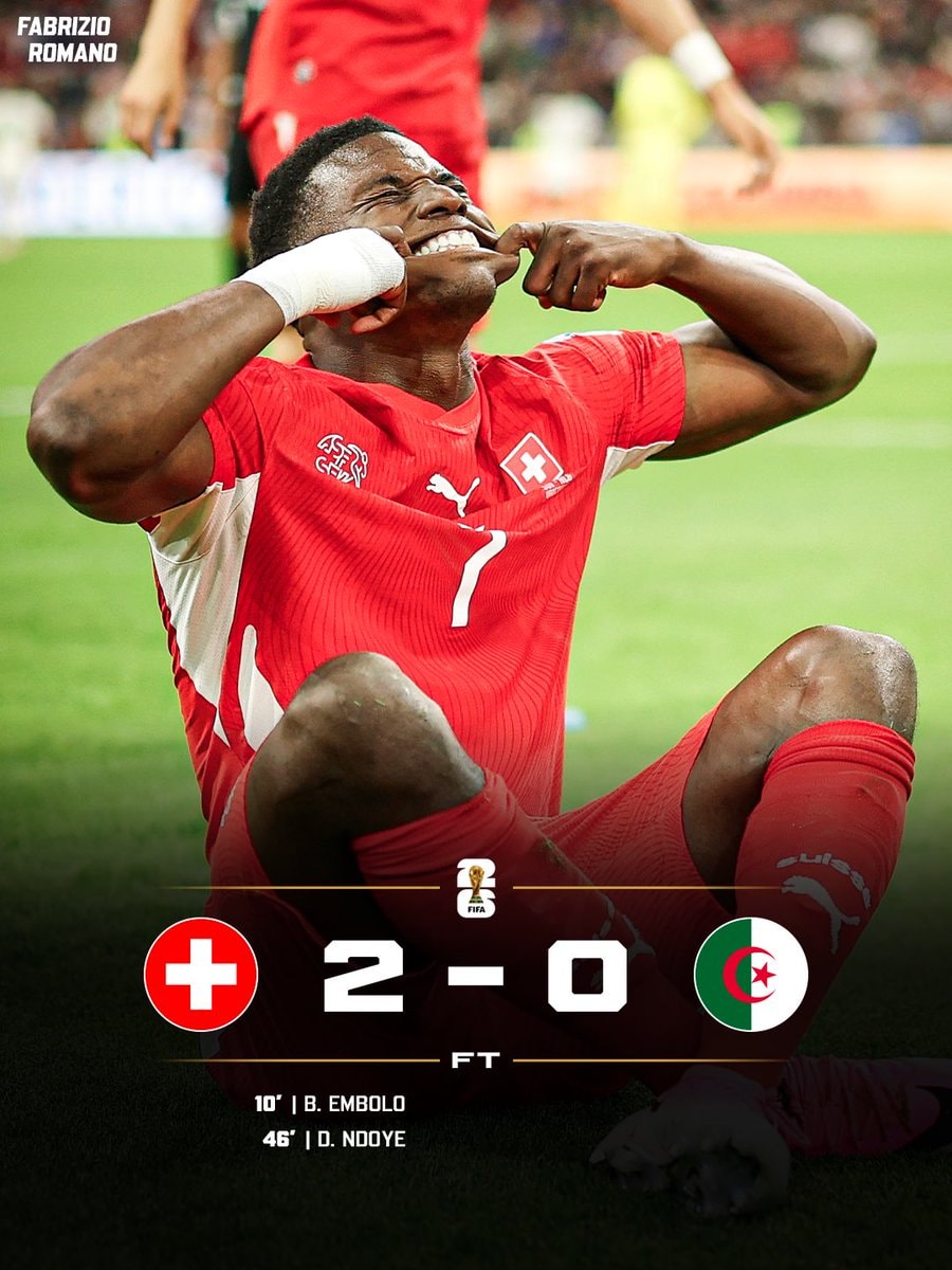 Switzerland 2-0 Algeria World Cup 2026