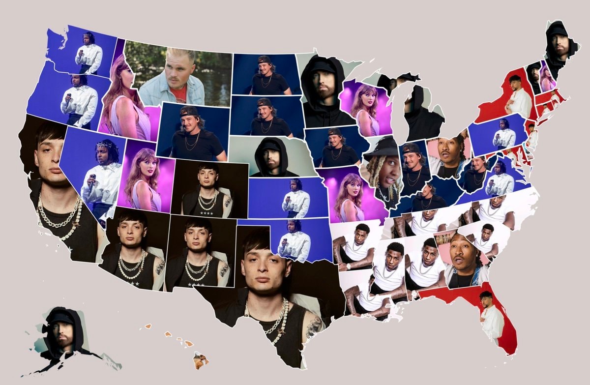 Most streamed artists by U.S. state