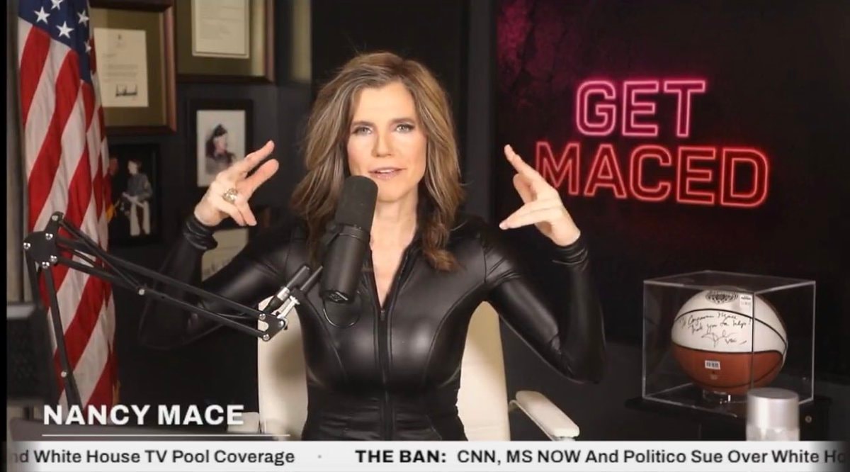 Nancy Mace leather catsuit discussion