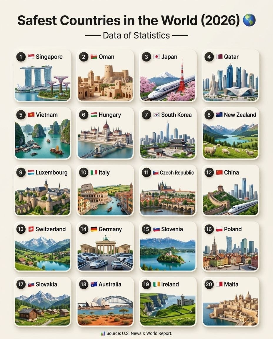 Safest Countries 2026 list