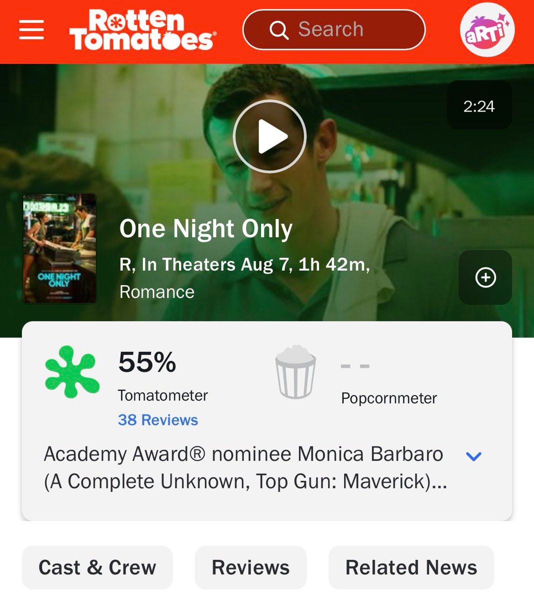 One Night Only 55% Rotten Tomatoes (photo 1 of 2)