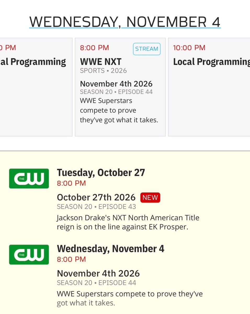 NXT schedule vs AEW Blood and Guts NXT schedule vs AEW Blood and Guts