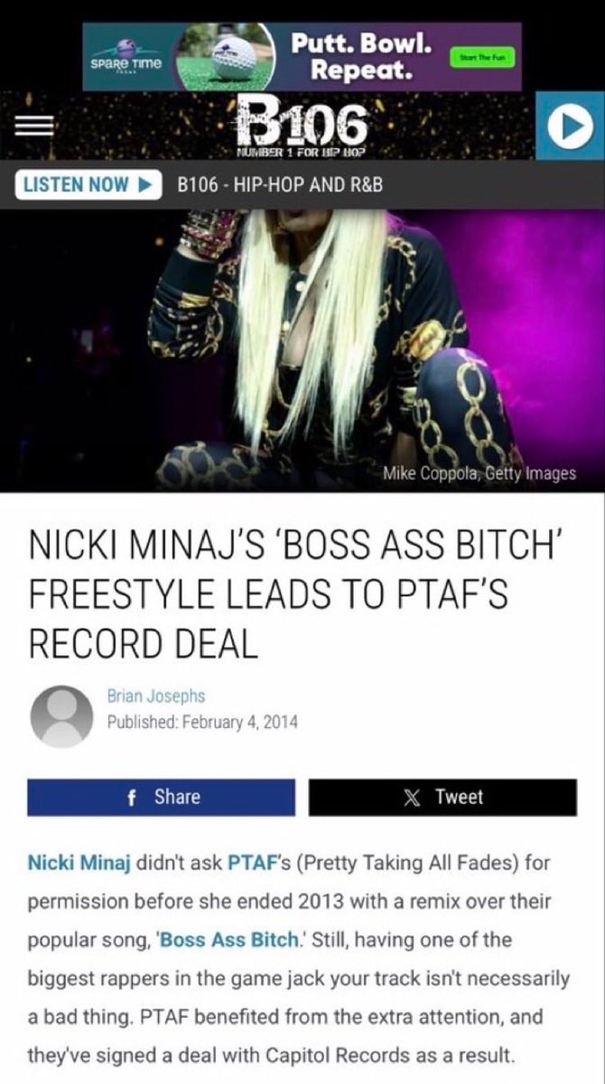 Nicki Minaj Boss Ass Bitch PTAF record deal