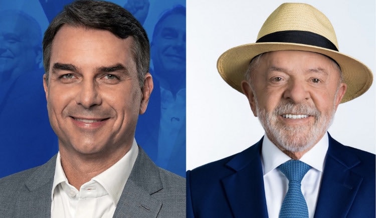 Lula and Flávio Bolsonaro polling tie