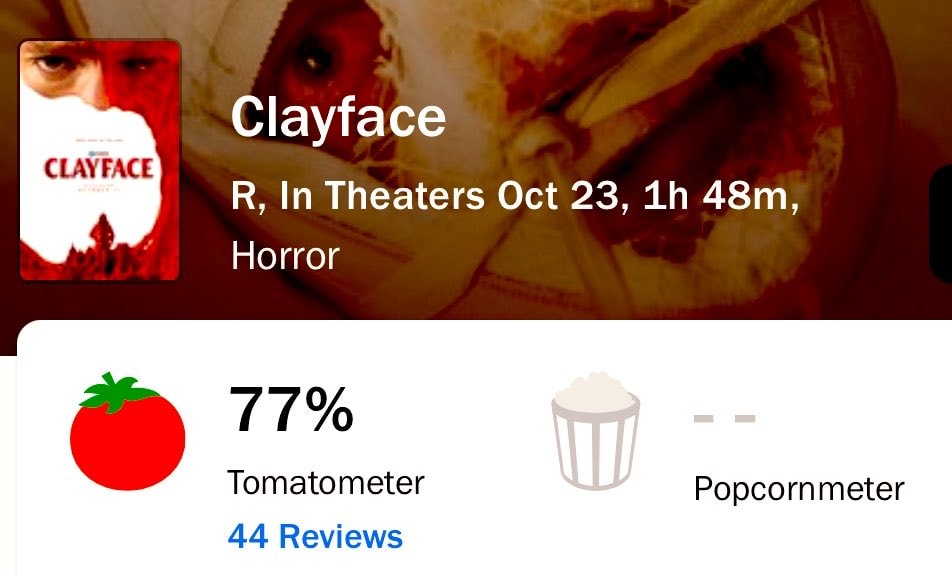 #CLAYFACE Rotten Tomatoes Score