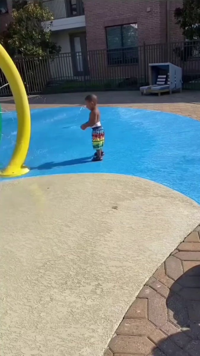family splash pad near miss