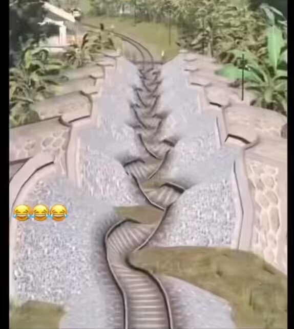 warped train tracks tropical