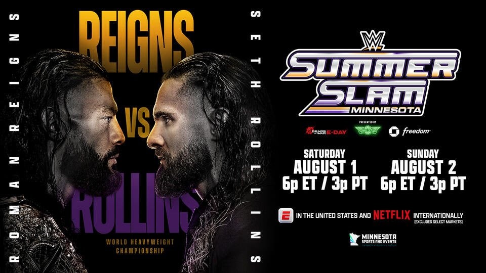 WWE SummerSlam card Roman Reigns Seth Rollins