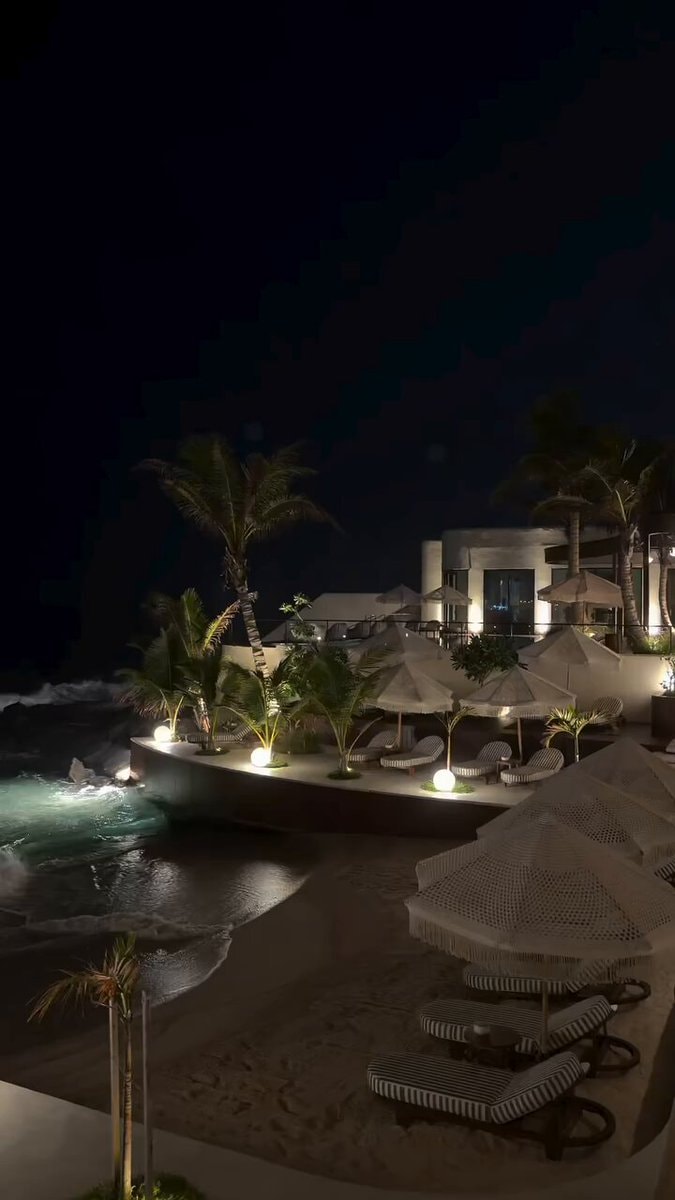 beach resort at night
