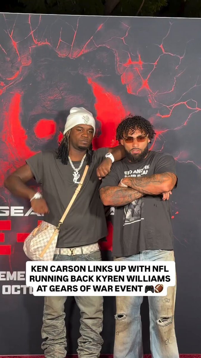 Ken Carson links up with Kyren Williams at Gears of War event