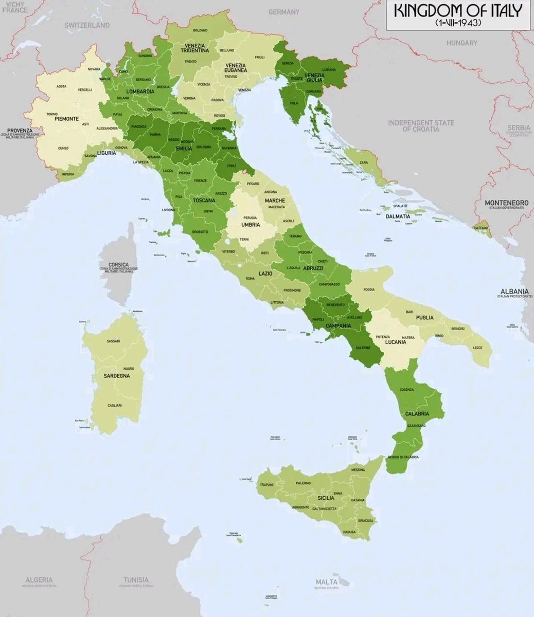 Kingdom of Italy map July 1, 1943