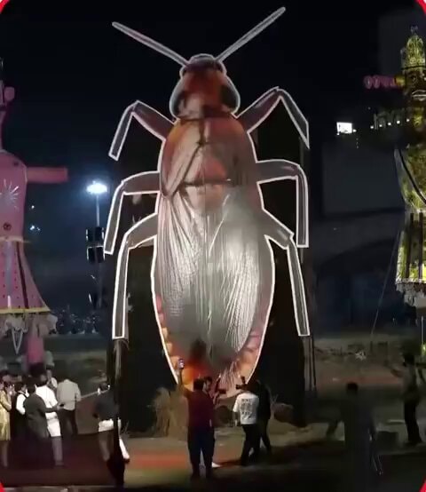 Delhi Dussehra cockroach effigy Delhi Dussehra cockroach effigy