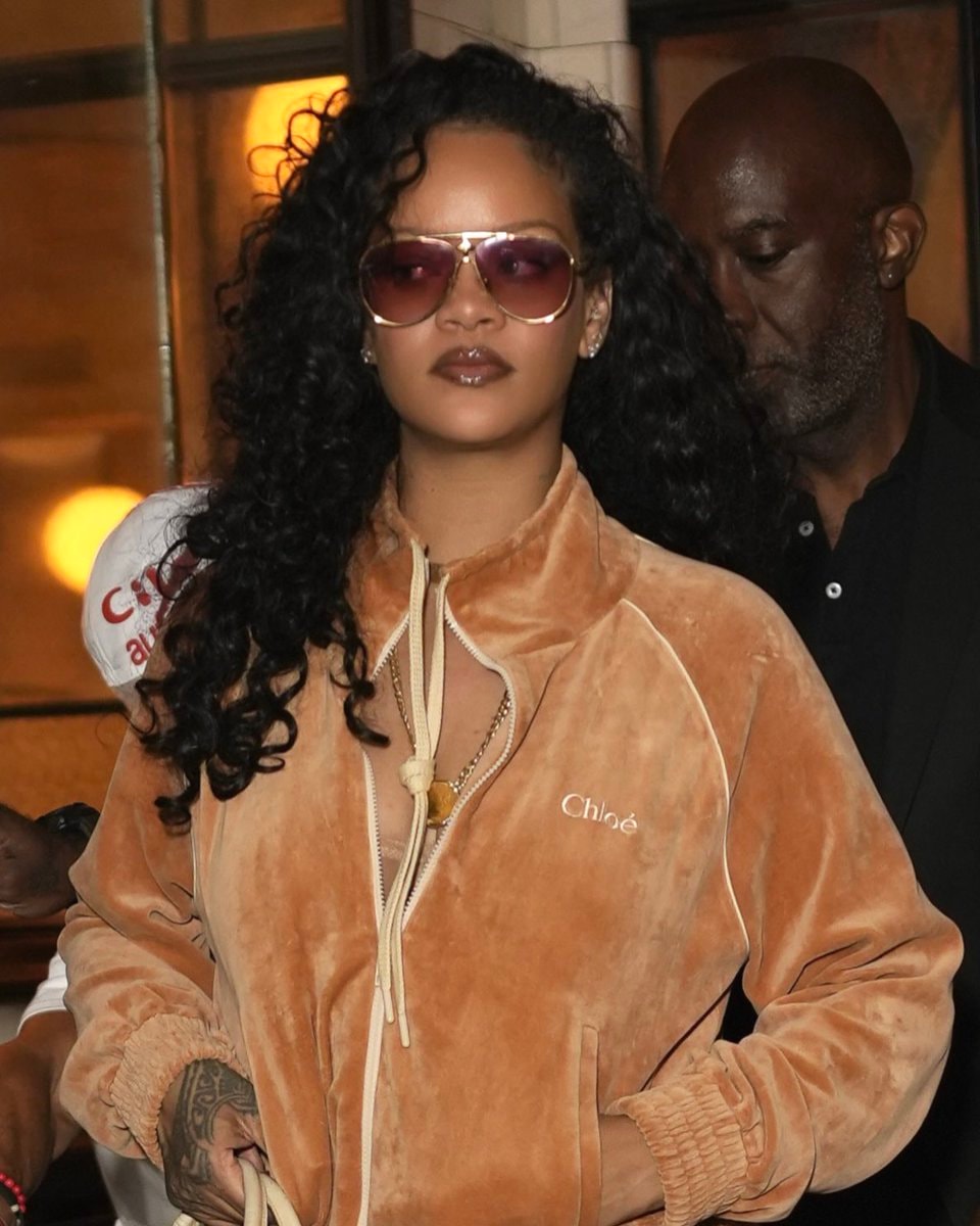 Rihanna Chloe tan velour tracksuit Rihanna Chloe tan velour tracksuit