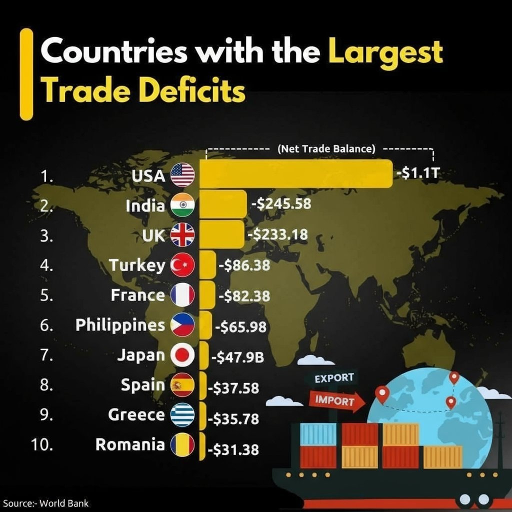Countries with largest trade deficits