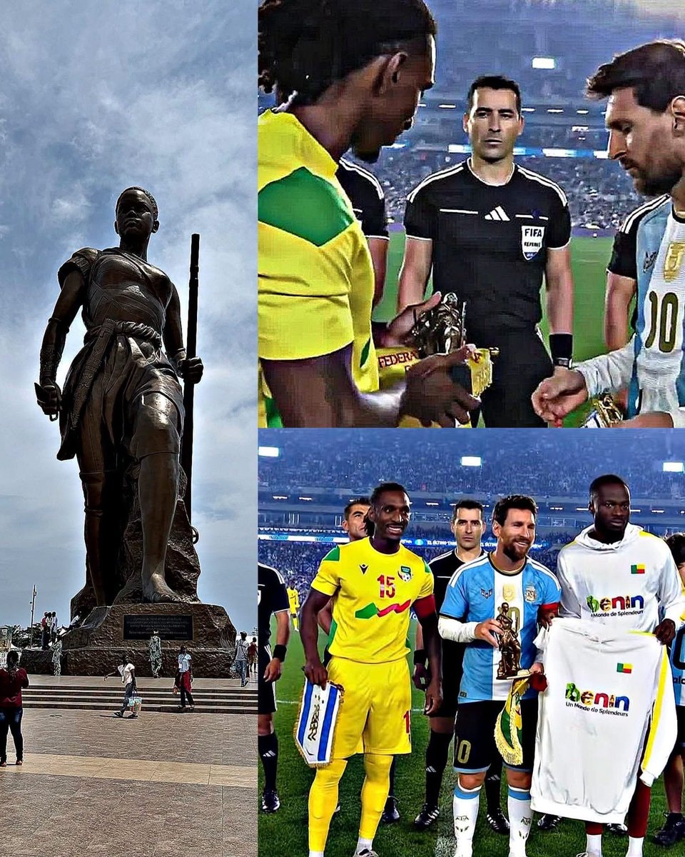 Benin Captain Sessi D'Almeida gifts Messi Benin Captain Sessi D'Almeida gifts Messi