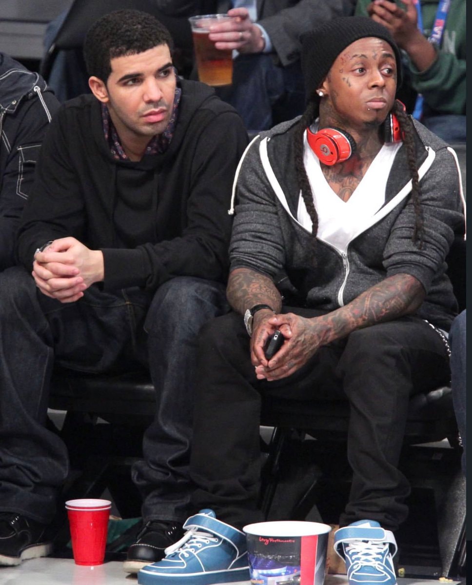 Drake and Lil Wayne courtside