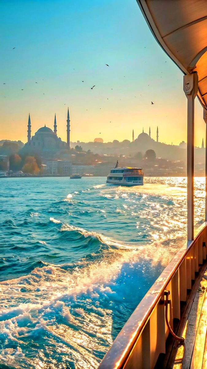 Istanbul sunset boat view