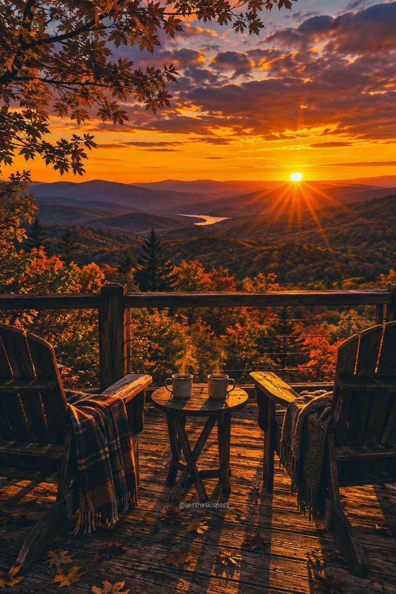 autumn sunset over rolling hills