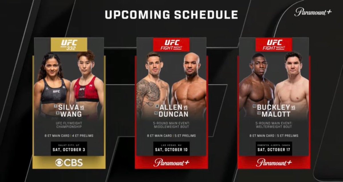 upcoming UFC schedule