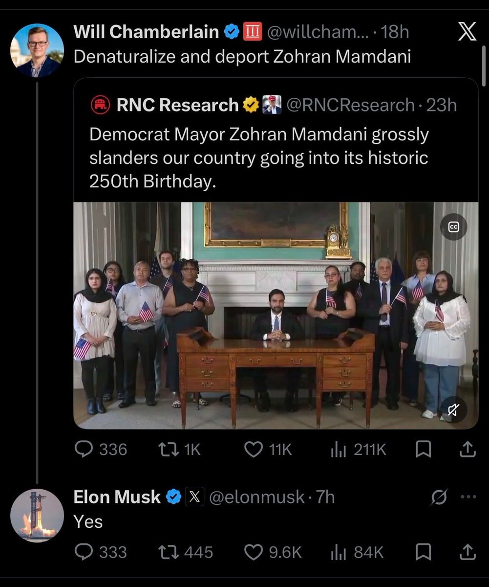 Elon Musk wants Zohran Mamdani deported (photo 2 of 2)