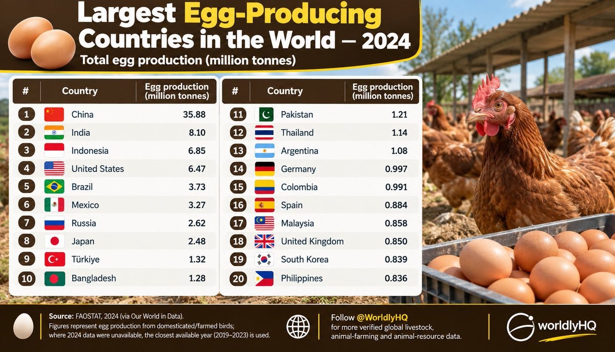 Largest egg-producing countries 2024 Largest egg-producing countries 2024