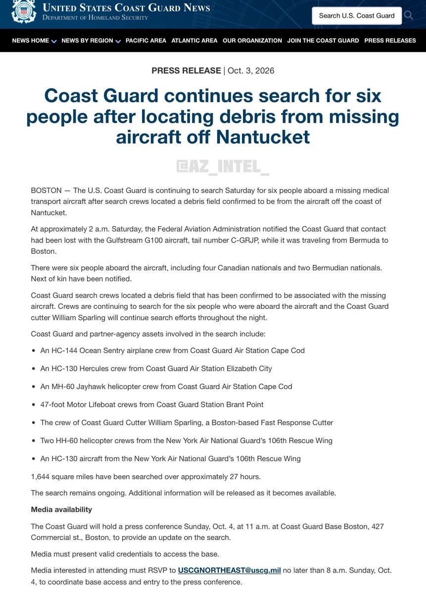 Gulfstream missing off Nantucket Gulfstream missing off Nantucket