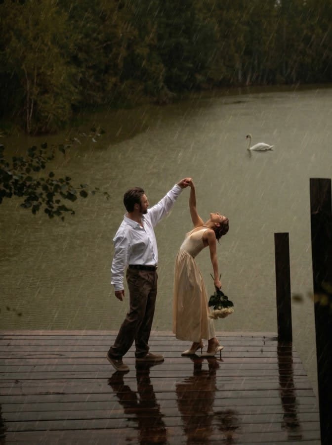 Couple in white on grass (photo 3 of 4)
