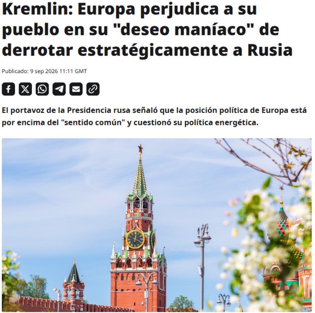 Peskov on Europe's manic desire