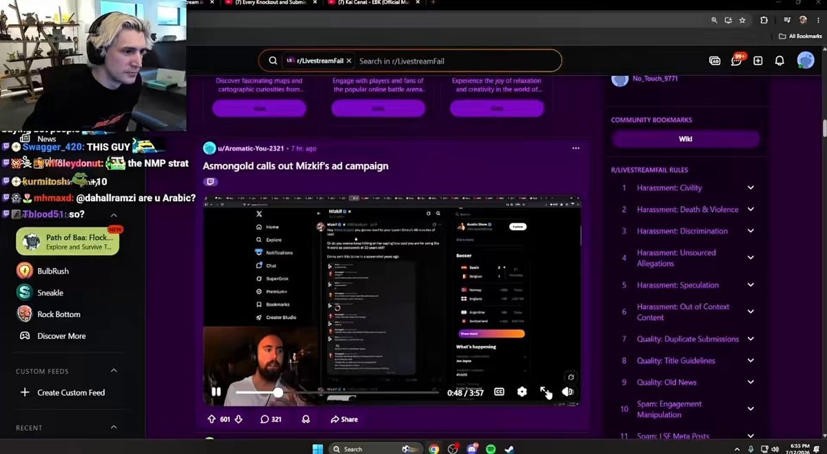 xQc on Asmongold Mizkif drama