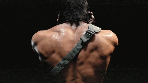muscular person looking away