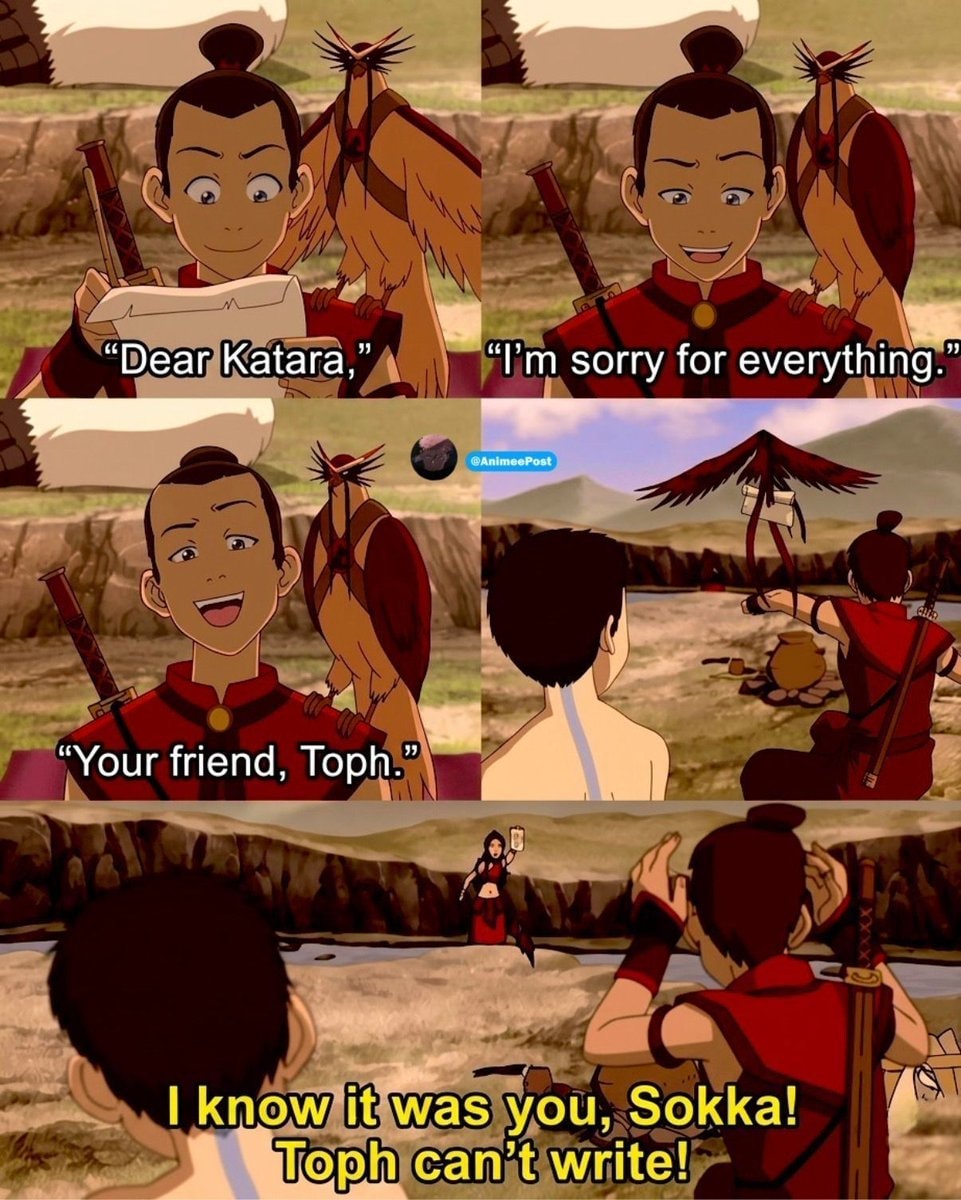 Sokka Toph letter meme Avatar