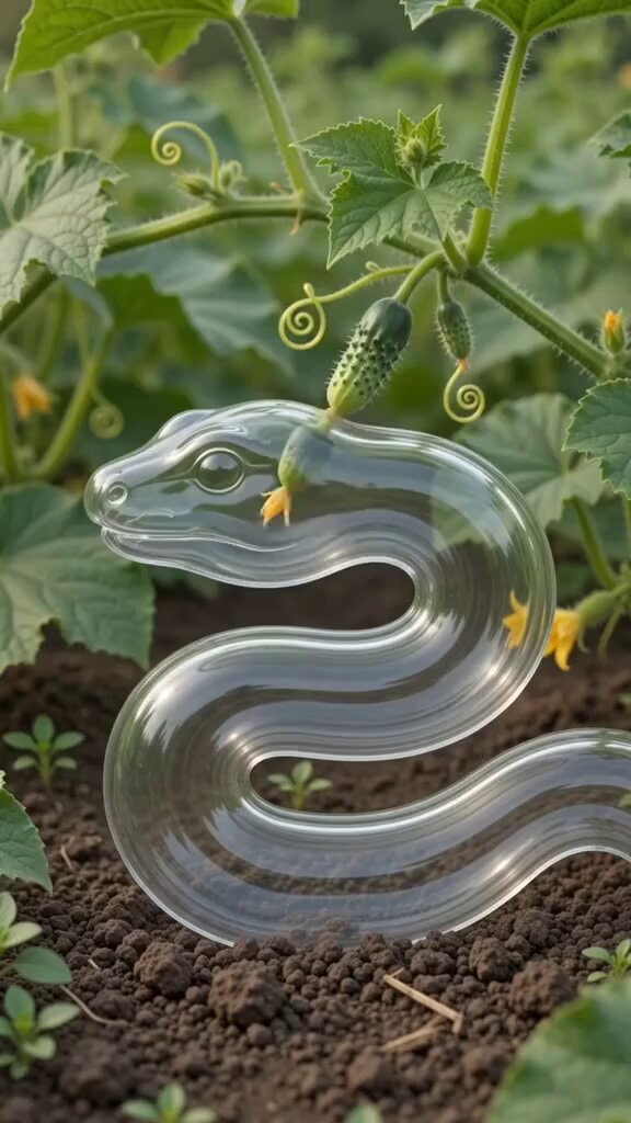 glass snake with cucumber plant glass snake with cucumber plant