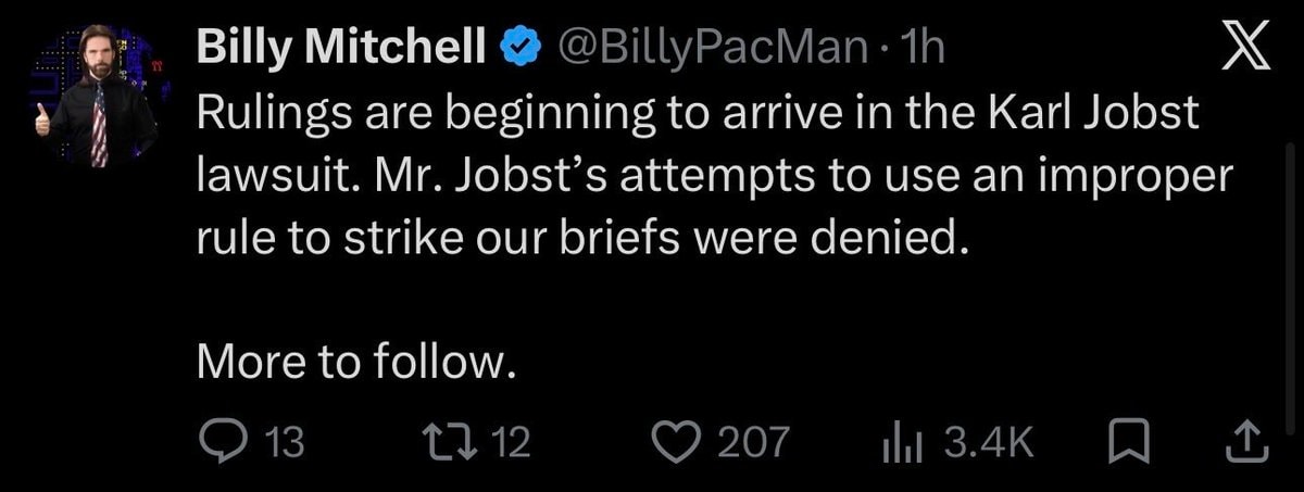 Billy Mitchell Karl Jobst lawsuit update