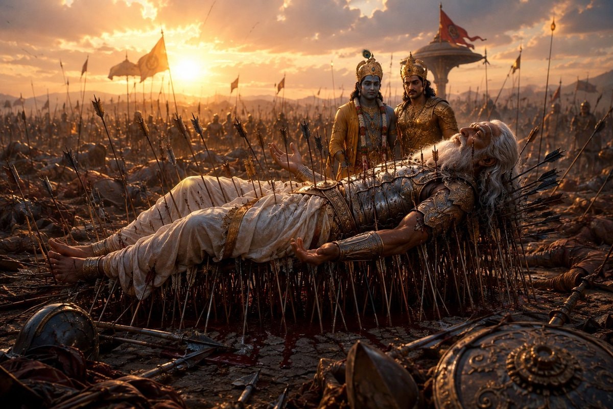 Gangaputra Bhishma on bed of arrows Gangaputra Bhishma on bed of arrows
