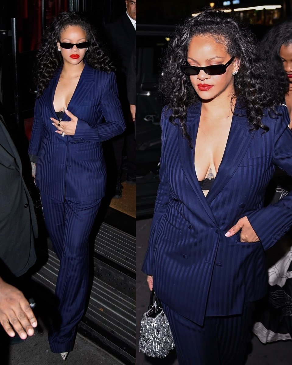 Rihanna navy pinstripe suit Rihanna navy pinstripe suit